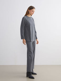 B?y?k Beden Bisiklet Yaka Kad?n Sweatshirt Tunik