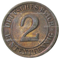Монета 2 рентенпфеннига 1924 года A Германия