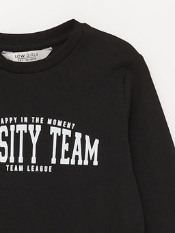 Bisiklet Yaka Bask?l? Uzun Kollu K?z ?ocuk Ti??rt - Waikiki фото 2