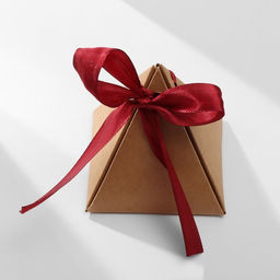 Цена за 12 шт. Коробочка подарочная Пирамида 7x7x8, бордово-крафтовый