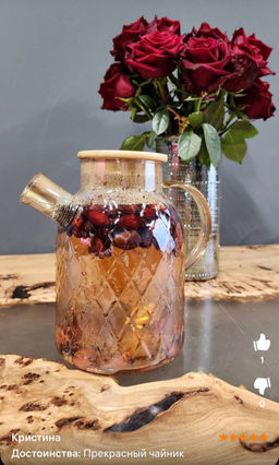 Чайник 1,6 л 20*13*19 см Crystal glass с ситом+бамб.крышк.с метал. дном/с силик.уплот, золото - Elan gallery фото 20