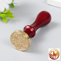 Печать для сургуча с деревянной ручкой «Олень в цветущем лесу», 9×2.5×2.5 см