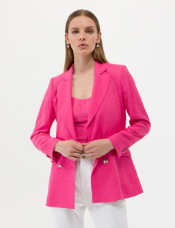 Pembe Kruvaze Slim Fit Ceket