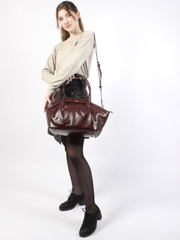 LACCOMA сумка Y2383-бордовый натуральная кожа хлопок фото 4