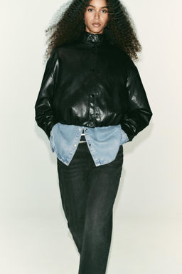 HIGH NECK FAUX LEATHER BOMBER JACKET - Zara фото 6