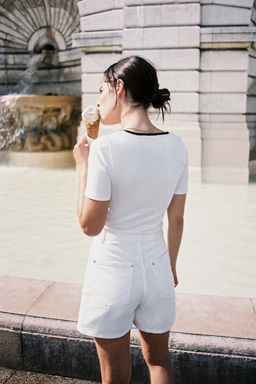 Z1975 MOM-FIT HIGH-WAIST SHORTS - Zara фото 6