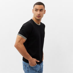 Джемпер мужской короткий рукав MINAKU REGULAR FIT: чёрный, р-р 52