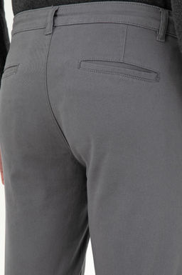 Erkek Slim Fit Gri Kanvas Pantolon