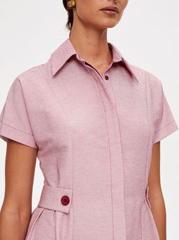 Льняное платье приталенного силуэта 422.050102/Красный - Seven senses фото 5