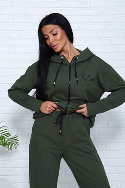 Костюм с брюками, футер с лайкрой 2-х нитка (00907, хаки)