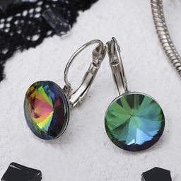 Цена за 2 шт. Серьги со стразами «Яркая классика», бензиновые в серебре, d=1.4 см