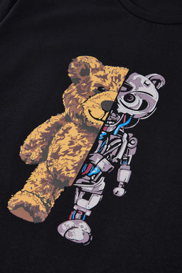 Siyah Regular Kesim Pamuklu K?sa Kollu Ust Robot Bask?l? Cep Detayl? Pijama Tak?m? TMNSS26PT00005 - Trendyolmilla фото 3