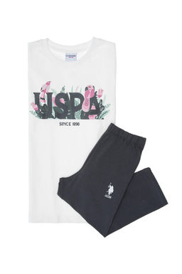K_z _ocuk Beyaz Pijama Tak_m_ Sepette S_rpriz _ndirim - U.s. polo assn фото 4