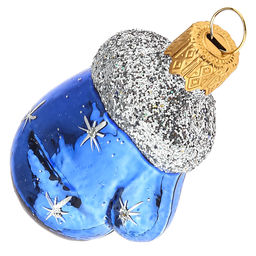 Елочная игрушка фигурка стеклянная Варежка h6см, синий, ручная художественная роспись, подарочная упаковка (Россия) - Домашняя мода фото 3