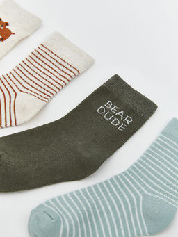 Bask?l? Erkek Bebek Soket ?orap 7li Paket