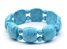 Браслет полукруг 21*17мм, шарик 6мм из бирюзы (имитация)