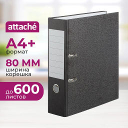Папка-регистратор Attache 80 мм, черный мрамор, без уголка,бум./бум  фото 2