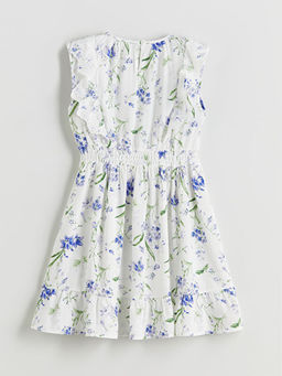 Bisiklet Yaka ?i?ekli K?z ?ocuk Elbise