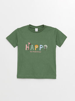 Bisiklet Yaka K?sa Kollu Bask?l? Erkek Bebek Ti??rt