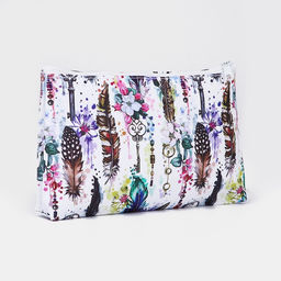 Косметичка на молнии, белая, разноцветная