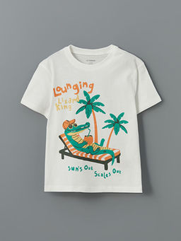 Bisiklet Yaka Timsah Bask?l? Erkek ?ocuk Ti??rt