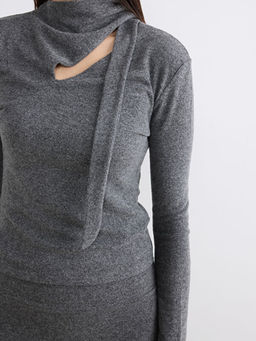 Ba?lamal? Yaka Kad?n Triko Kazak