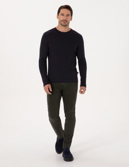 Lacivert Slim Fit Pamuk Kar___ml_ Bisiklet Yaka Selanik _rg_ Triko Kazak - Cacharel фото 4