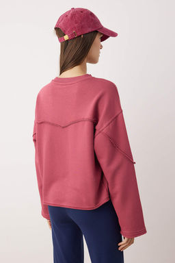 Ac?k Sar? Kal?n Sardonsuz Ispanyol Kol Dikis Detayl? Relaxed Orme Sweatshirt TWOAW26SW00110 - Trendyolmilla фото 8