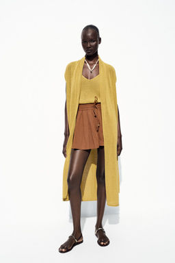 LONG KNIT LINEN WAISTCOAT - Zara фото 8