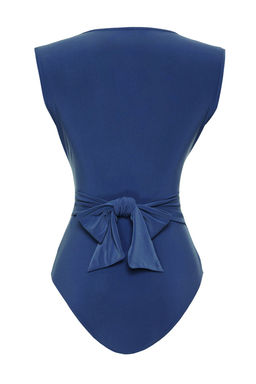 TRENDYOLMILLA Mavi Baglama Detayl? V Yaka Fitted/Vucuda Oturan Esnek C?tc?tl? Orme Body TWOSS23BD00055  фото 14