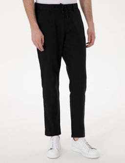 Siyah Carrot Fit %100 Keten Kanvas Pantolon