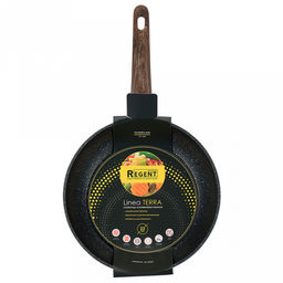 Сковорода с двухслойным антипригарным покрытием Terra д22см, h4,7см, s2,6мм, дно s3,1мм, индукционное дно д14см, кованный алюминий, бакелитовая ручка с покрытием soft-touch, имитирующим текстуру дерева, Regent (Китай) Подходит для всех видов пл - Домашняя мода фото 6