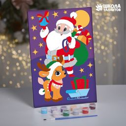 Картина по номерам Дед Мороз с подарками, 20х30 см