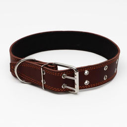 Ошейник кожаный на синтепоне, 82 х 4.5 см, ОШ 50-70 см, коричневый - Пижон фото 2