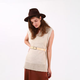 Ремень женский, ширина 3,5 см, винт, пряжка металл, цвет светло-бежевый - Simaland фото 3