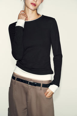 DOUBLE CONTRAST T-SHIRT - Zara фото 10
