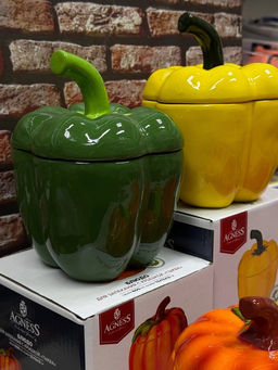 Блюдо для запекания Agness Il Raccolto Перец с крышкой 730 мл 14×13×17 см керамика  фото 4