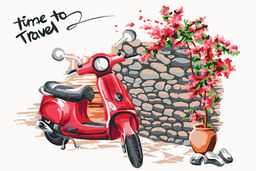 ФРЕЯ PKZ/PS-071 Набор для раскрашивания по номерам (на картоне) 30 х 20 см Красный скутер