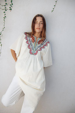 ZW COLLECTION EMBROIDERED COLLAR POPLIN SHIRT - Zara фото 14