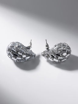 Серьги со стразами QF Блеск капля, белые в серебре  фото 3