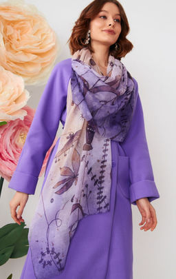 Большой, мягкий, тонкий и очень нежный двусторонний палантин с рисунком в стиле арт-деко - Tantino фото 12