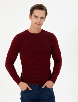 Erkek Slim Fit Bisiklet Yaka Bordo Kazak - U.s. polo assn фото 3