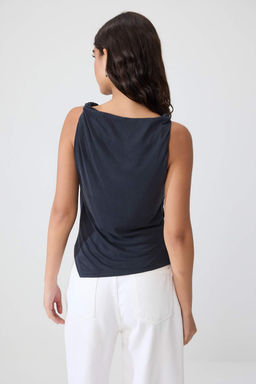 Antrasit D_z Fitted Kay_k Yaka Kolsuz Asimetrik Modal _rme Bluz TWOSS26BZ00981 - Trendyolmilla фото 4
