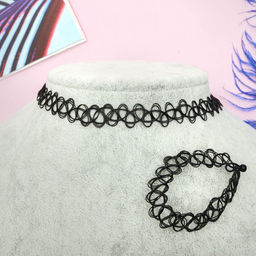 Цена за 4 шт. Набор 2 предмета: чокер, браслет «Классика», цвет чёрный, 30 см