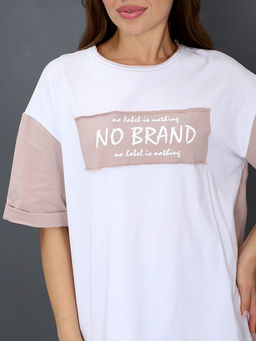 Футболка Женская Оверсайз No Brand цвет бежевый - Амавес-текстиль фото 9
