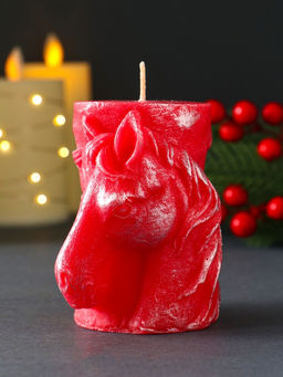 Декоративная свеча новогодняя «Барельеф Лошадь», 85×95 мм, лак, красный