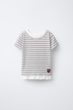 CAMISETA RAYAS DOBLE CUELLO / Gris vigor? - Zara фото 2