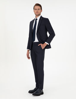 Lacivert Extra Slim Fit _izgili Y_nl_ Tak_m Elbise