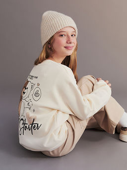 S?rt Bask?l? K?z ?ocuk Sweatshirt