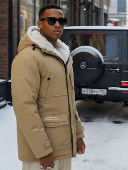 Парка мужская зимняя удлиненная с мехом хаки цвета 8751G - Mtforce фото 18